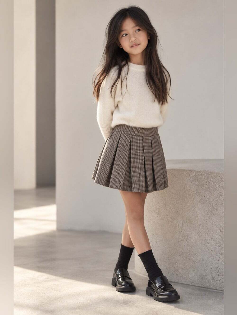 Zara Girls Plaid Pleated Skort Size 8 128 Preppy Dark Academia Built In Shorts